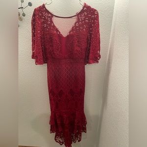 Red lace dress